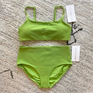 Athleta Flora Green Pique High Waist Bikini M